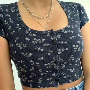 Cotton On Navy Blue Crop Top